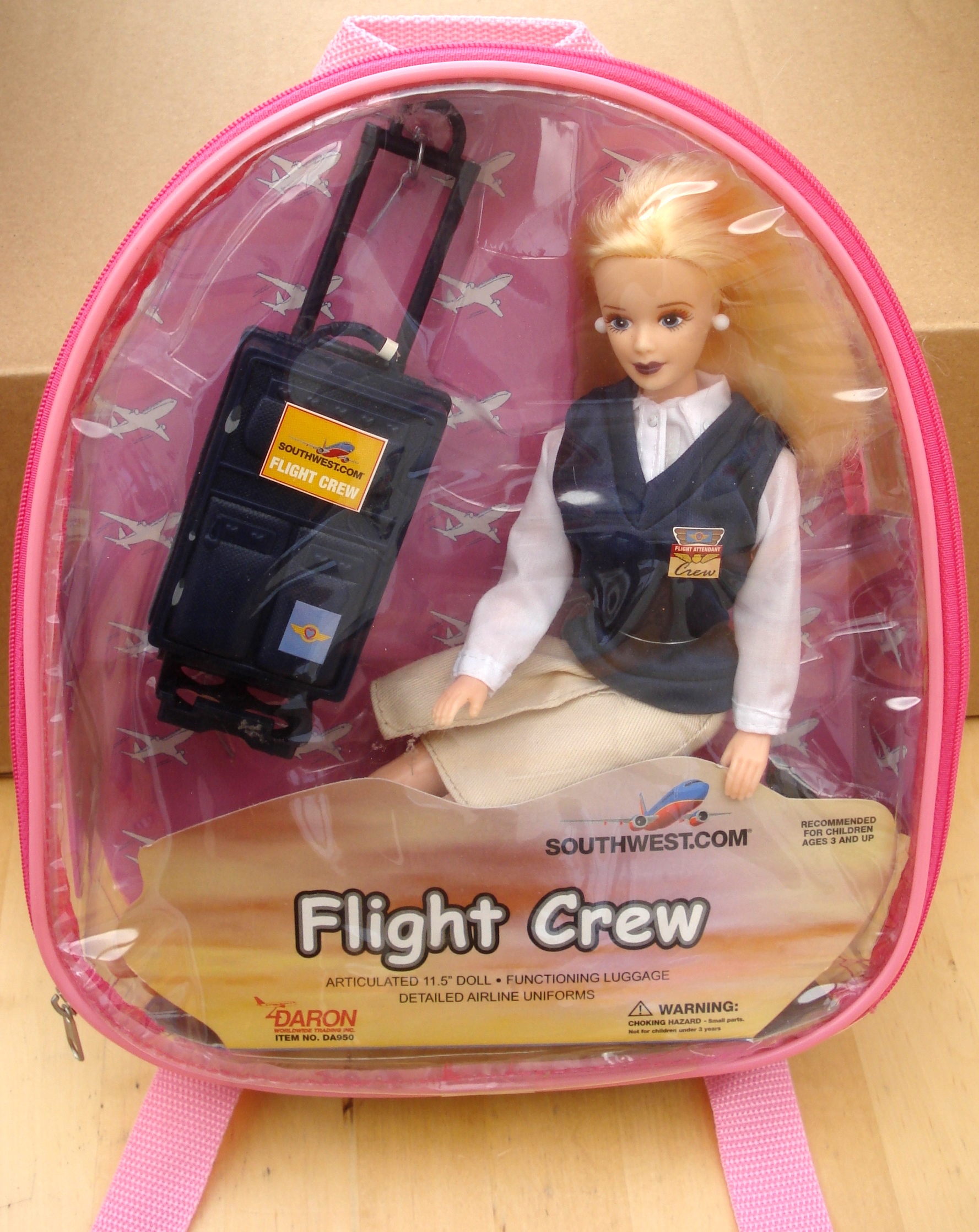 POUPEE HOTESSE DE L'AIR SOUTHWEST  29 CM